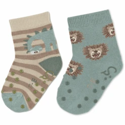 Sterntaler ABS Peutersokken Twin Pack Dino/Leeuw Beige -Sterntaler sterntaler abs peutersokken twin pack dino leeuw beige a409029 4