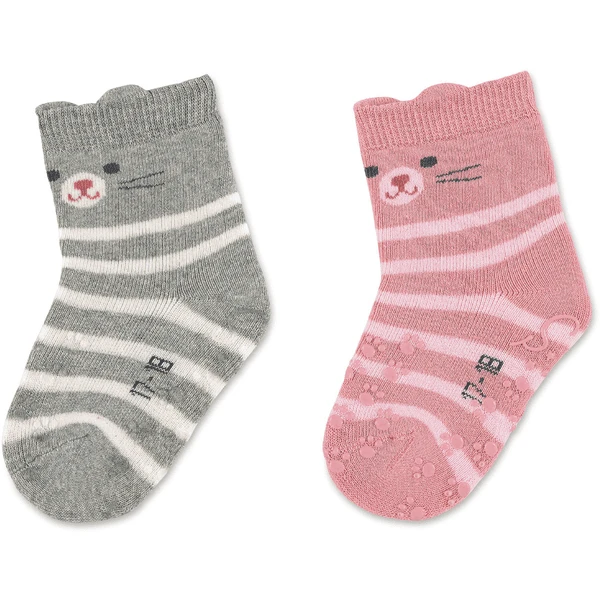 Sterntaler ABS Peutersokken Twin Pack Kat Licht Grijs 3 Sterntaler ABS Peutersokken Twin Pack Kat Licht Grijs