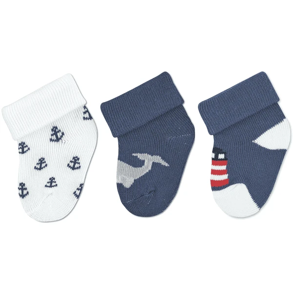 Sterntaler First Baby Socks 3-Pack Maritime White 3 Sterntaler First Baby Socks 3-Pack Maritime White