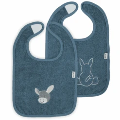 Sterntaler GOTS Klittenband Slabbetje Dubbelpak Emmi Grijs-blauw