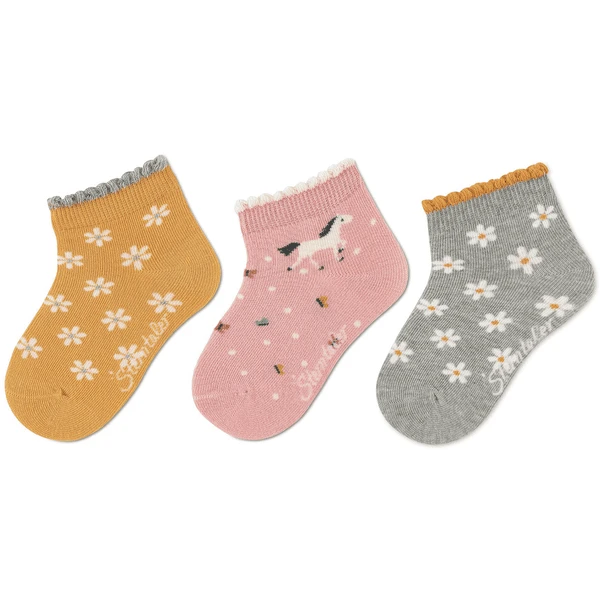 Sterntaler Korte Sokken 3-pack Bloemen Geel 7 Sterntaler Korte Sokken 3-pack Bloemen Geel - Afbeelding 5