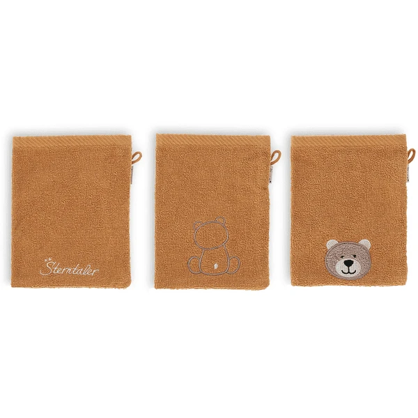 Sterntaler Washandjes 3-pack Beer Roest 4 Sterntaler Washandjes 3-pack Beer Roest - Afbeelding 2